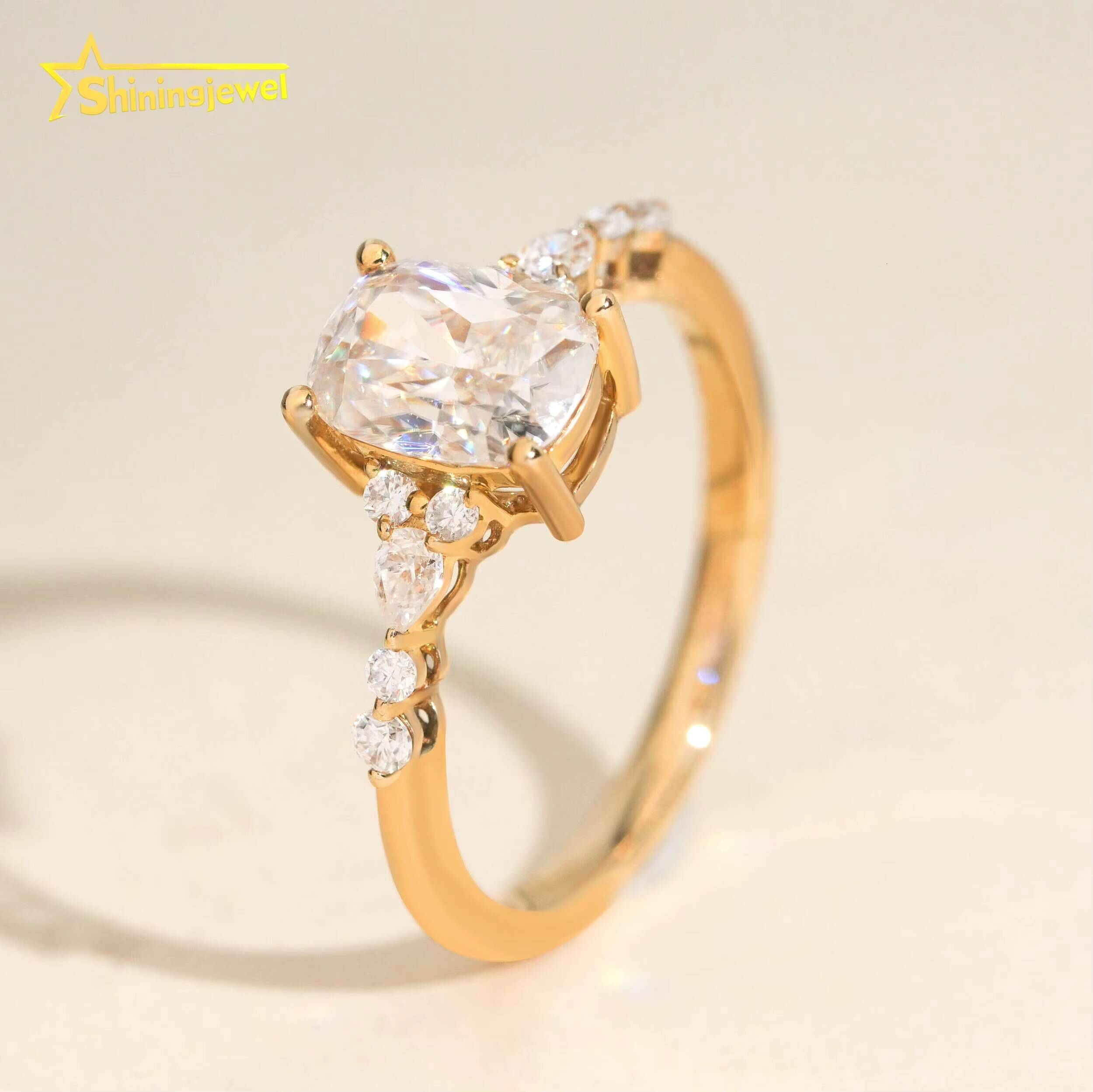 Romantic 10K Solid Gold Ring for Women Marquise Cut Moissanite Diamond Engagement Wedding Rings Fashion Moissanite Women Ring