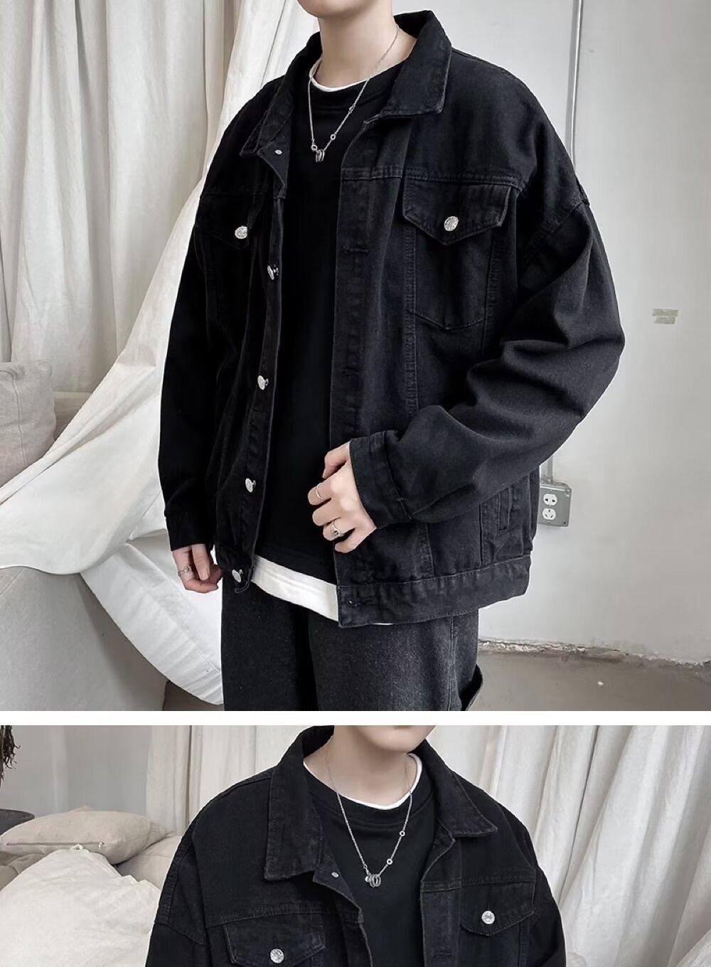 American Style Spring And Autumn Denim Jacket For Men, Designer Hoodie Jacket Tracksuit Men Polo Veste Coat High Street Fashion Brand, Loose Fit Sprin