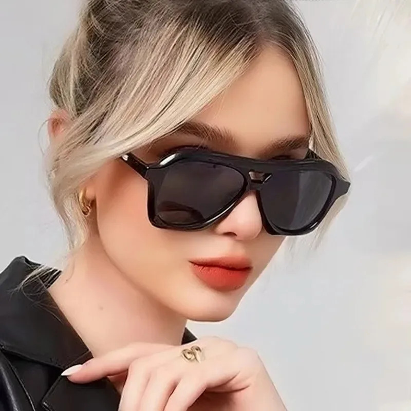 Retro Women Double Beam Sunglasses Glasses Ins Fashion Gradient Eyewear Men Eyeglasses UV400 Goggles 251023