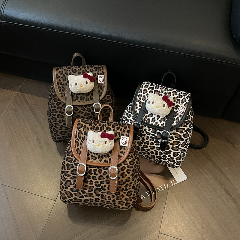 Autumn and winter hot selling new item super popular women's leopard print backpack retro suede mini designer backpack