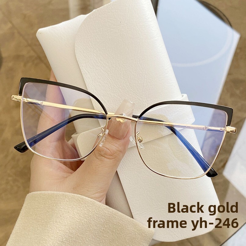 2025 Cat Eye for Women Bare Face Artifact Ins Style Fashion High-end Personality Blue Light Blocking Glasses Metal Frame