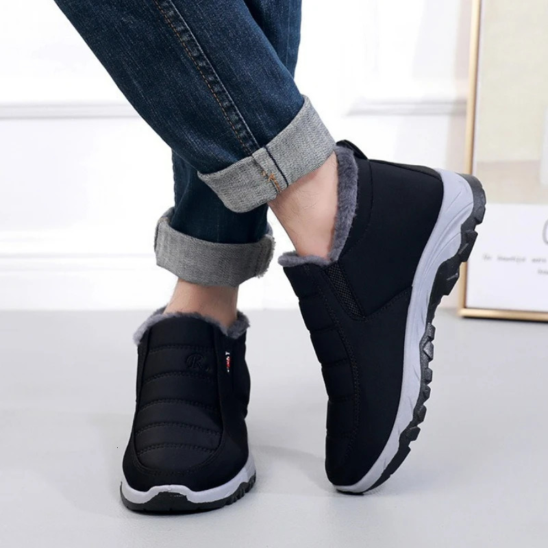 Mens Boots Warm Snow Boots Winter Fashion Plush Casual Cotton Shoes Round Toe Couples Ankle Boots Slip on Platform Short Boot251020