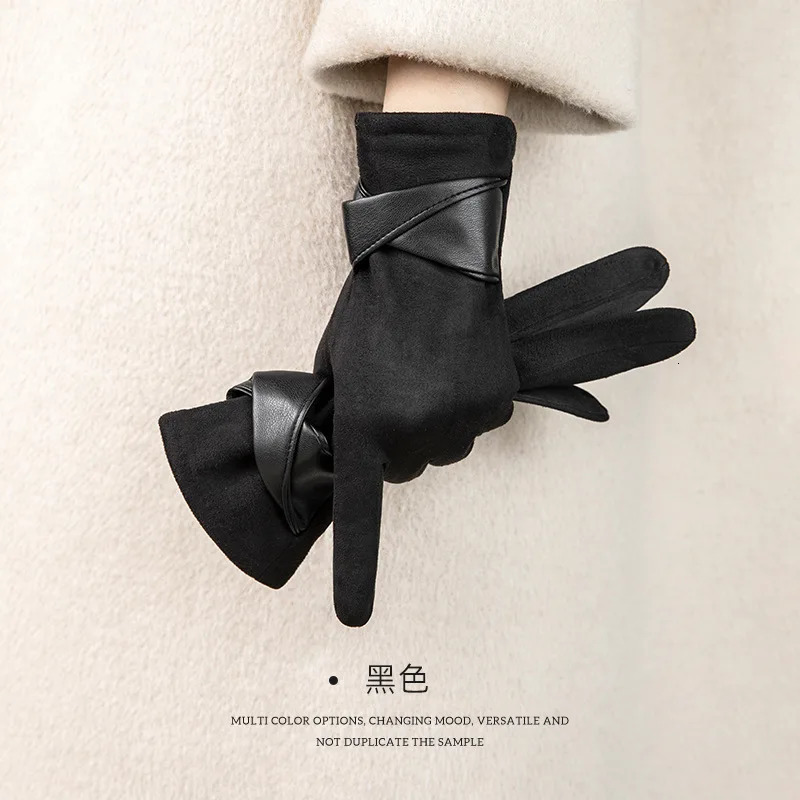 Korean version of warm gloves for womens winter fashion simple temperament and velvet anti cold touch screen riding windproof 251023