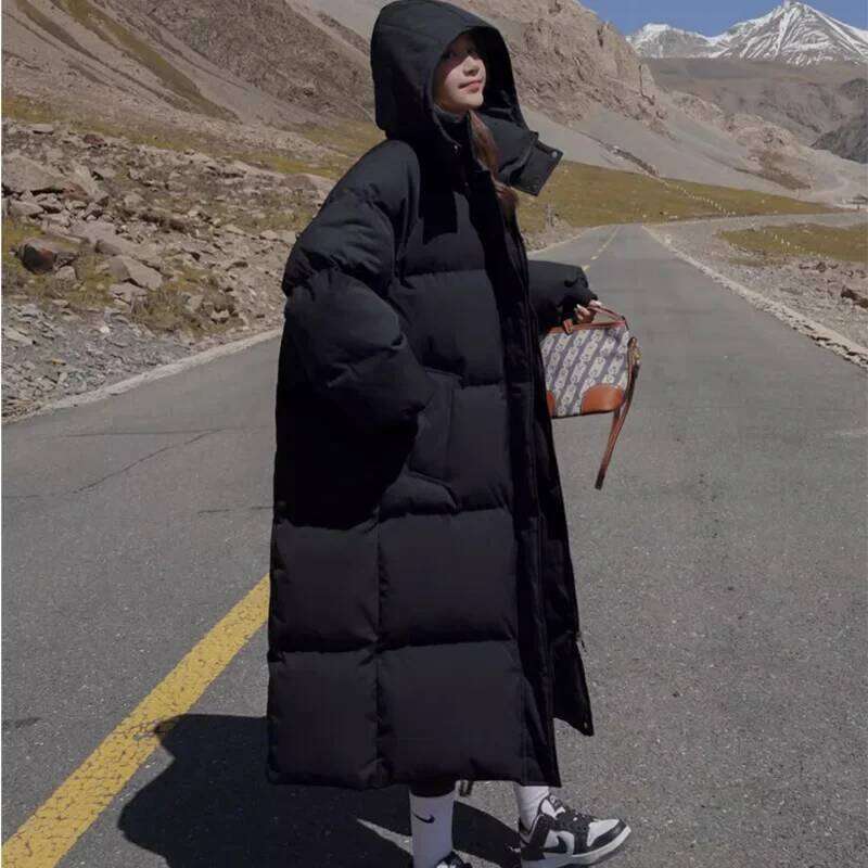Long Thickened Bread Women's Winter Outerwear Knee-Length Hong Kong Style Cotton Jacket Female Fashionable Coat Womens Coat
