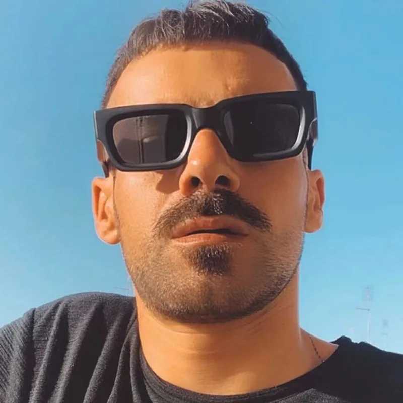 Trendy Small Thick Frame Square Sunglasses Men Women Ins Hot Brand Designer Sun Glasses Outdoor Shopping Beach UV400 HipsterT251024