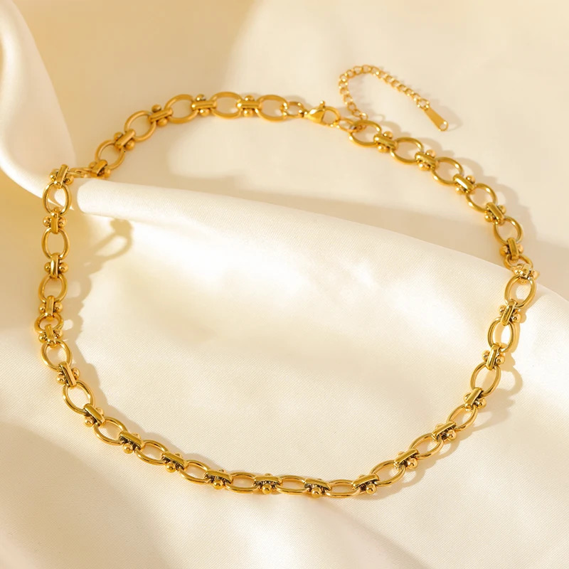 EILIECK 316L Stainless Steel Metal Chain Necklace For Women Fashion 18K Gold Plated Neck Chain Waterproof Jewelry Lady Gift 251016
