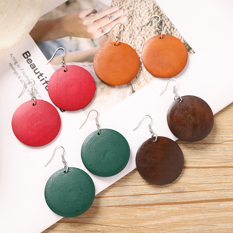 Designer earrings Autumn Winter Vintage Wooden Earrings Niche Design Exaggerated Vacation Drop Earrings for Women free shipping diamond earrings