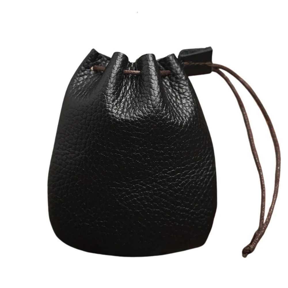 Genuine Leather Coin Purse Men Women Vintage Small Coin Wallet Hard Leather Money Pocket Drawstring Storage Bag Z251023