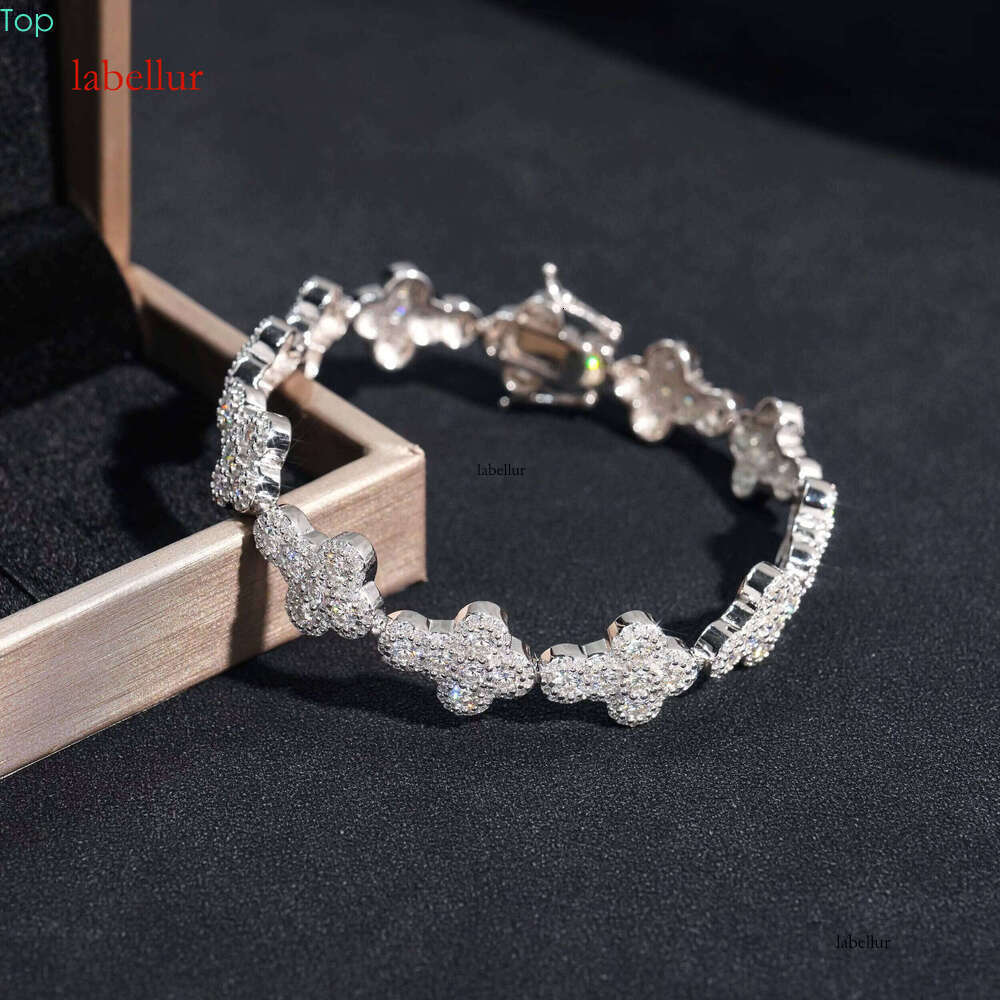 Hot Sale GRA Hip Hop Popular 13mm VVS Dia Sterling Sier Iced Out Cuban Link Chain Moissanite Cross Bracelet for Men