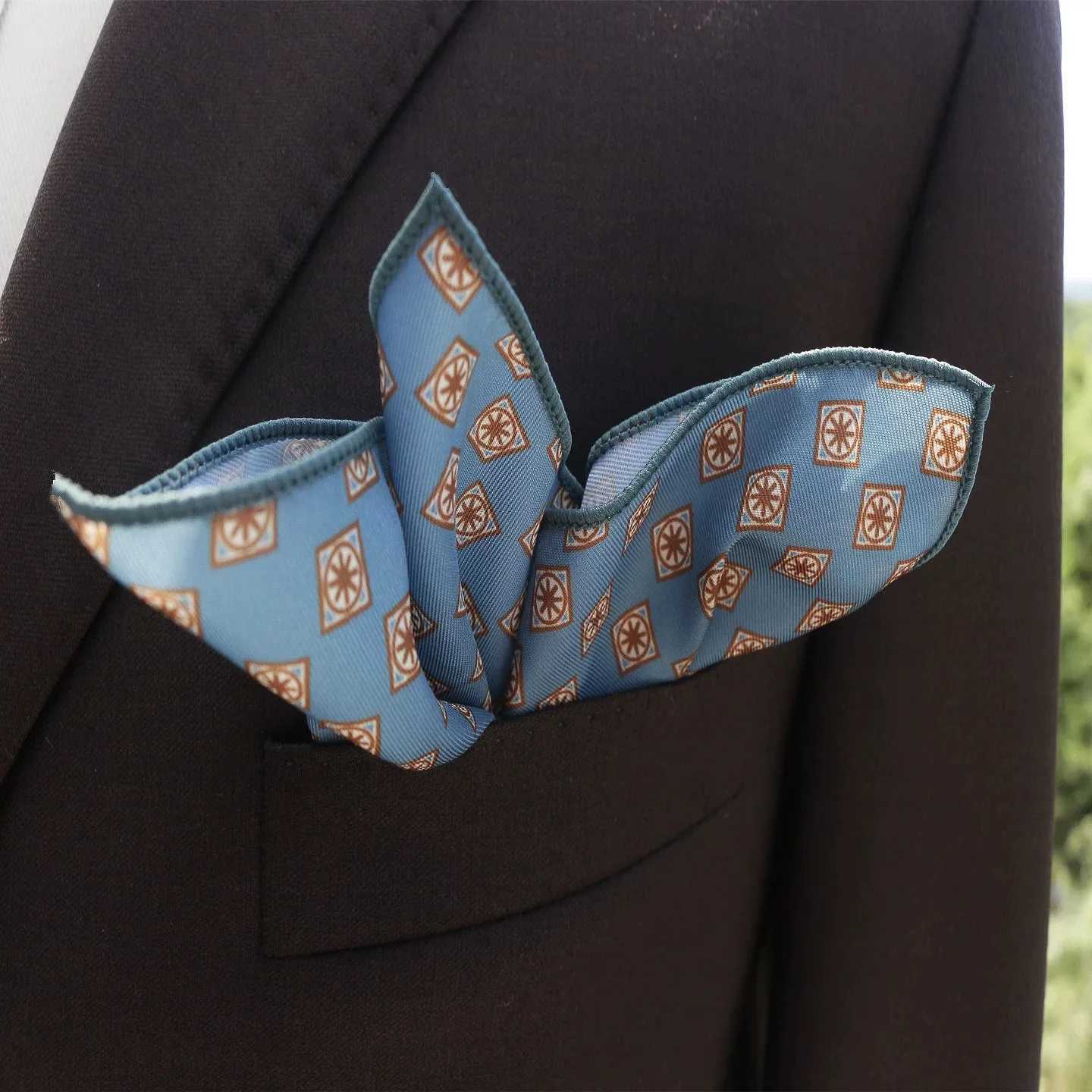 2025 New ral Printed Pocket Square For Men Formal Silky Soft Handkerchief Wedding Suit Accories Fashion Brown w Hanky Y251024