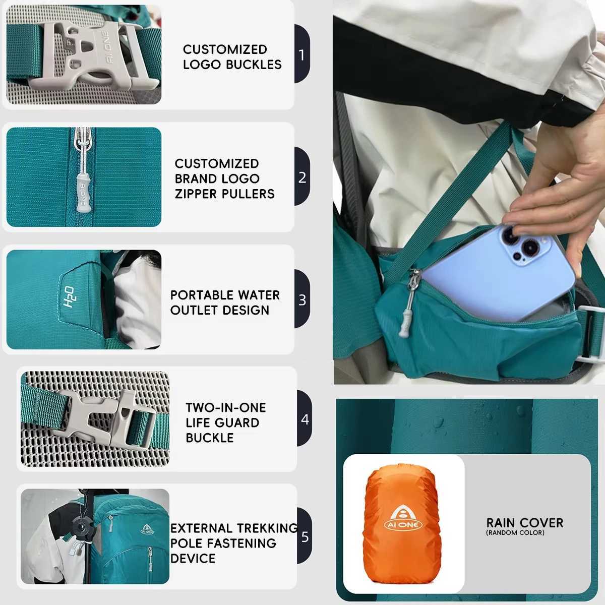 30L Lightweight Hiking Backpack with Rain Cover Outdoor Sport Travel Bag Daypack for Camping Climbing Skiing Cycling Men Women J251024