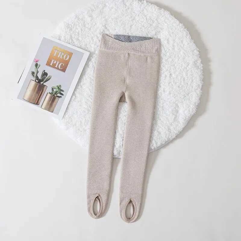 Girls Fleece Lined Leggings Warm Thermal Footed Pants Kids One Piece Winter Thickened PantyhoseT251024