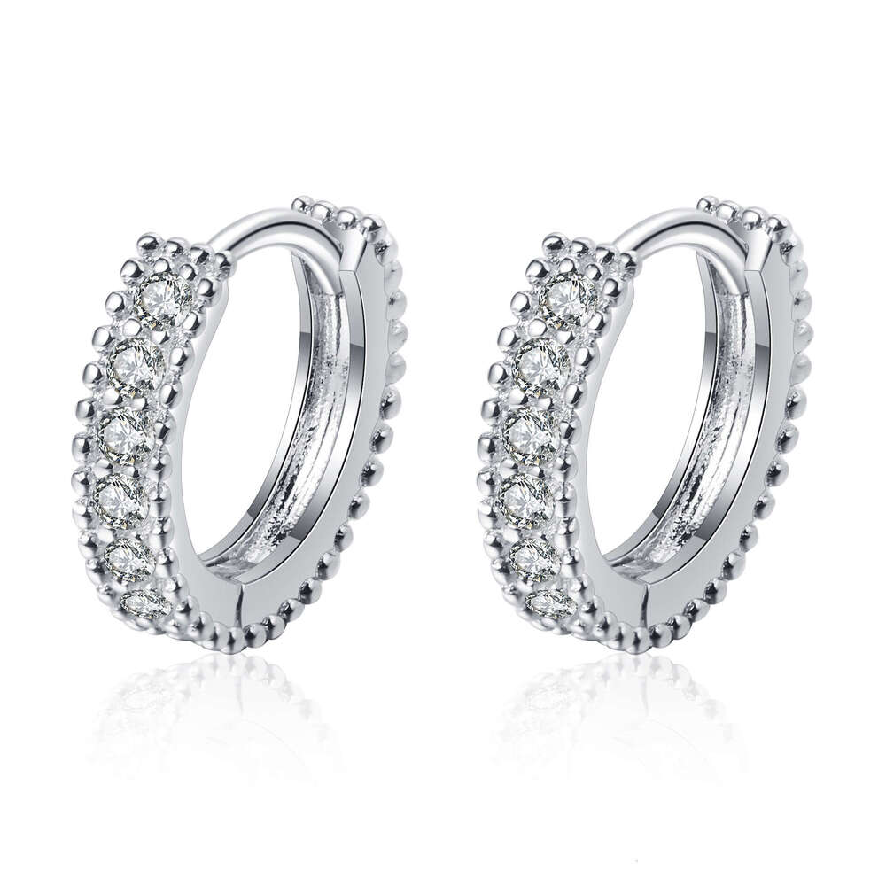 DHCollections-- S Sier for Women Inlaid with D Color Moissanite Hoop Earrings Simulated Dia Hooks Fresh Style Ear Jewelry