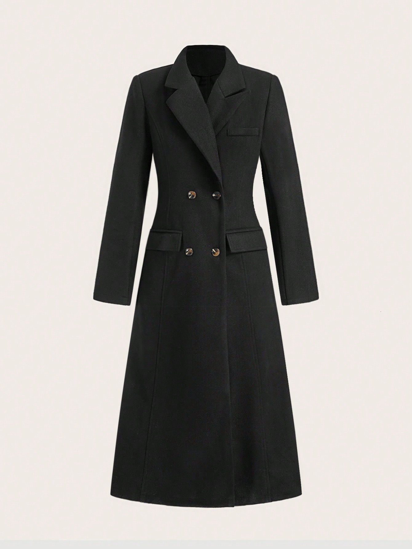 New European and American designer style double breasted women's long coat, autumn and winter wool coat