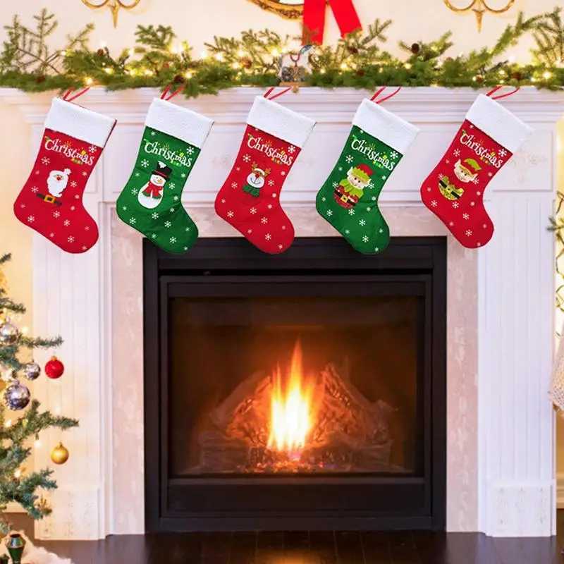 Christmas Stockings Merry Christmas Hanging Sock Rustic Christmas Stockings Hung Xmas Tree New Year Holiday Decoration J251024