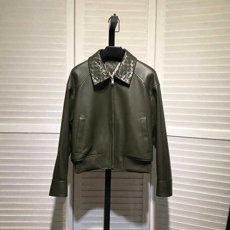 Men's Leather & Faux Leather Designer Haining Leather Jacket Short European Loose Plus Size Woven Sheepskin Genuine Leather Coat Women Leather Jacket 8NJA