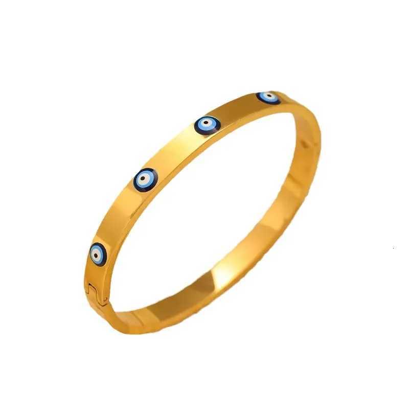 Yupsk Fashion Turkish Evil Eyes Stainless Steel Bracelet Bangle For Women Round Blue Eyes Waterproof Bangles JewelryW251024
