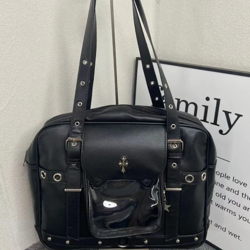 Harajuku Black Ita Bags Backpack Women Sweet Cool Transparent Large Capacity Handbag Ladies Japanese Y2k Backpacks Chic Bolsas 251023