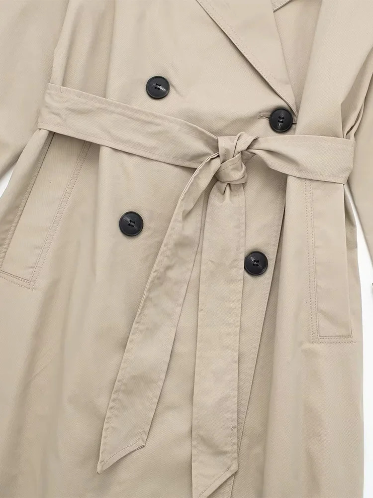 Willshela Women Fashion With Belt Solid Double Breasted Trench Vintage Lapel Neck Long Sleeves Female Chic Lady Outfits 251021
