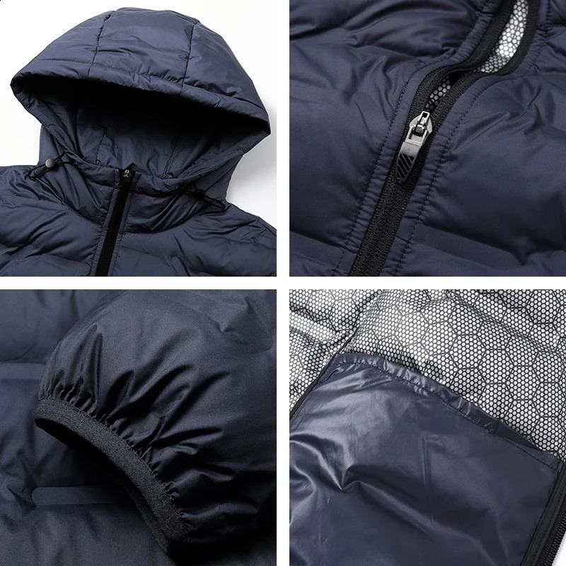 Mens White Duck Down Jacket Warm Thick Windproof Puffer Jacket Winter Men Hooded Waterproof High Quality Thermal Parka Male 251023