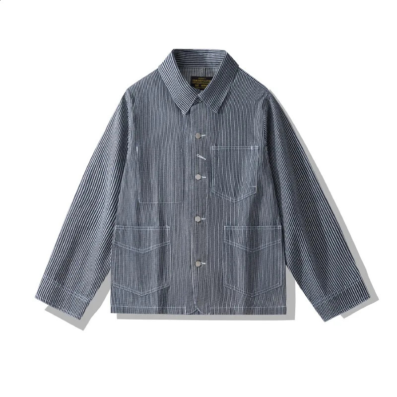 American Vintage 100 Cotton Outdoor Workwear Jacket Amekaji Wabash Stripe Denim MultiPocket Motorcycle OKONKWO 251017