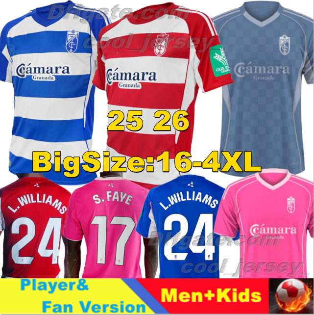 25 26 Granada CF Soccer Jerseys L.WILLIAMS STOICHKOV BOYE M.TRIGUEROS 2025 2026 WEISSMAN HONGLA INSUA RUIZ LAMA RODELAS Men Uniforms Retro 1997 2005 Football Shirts