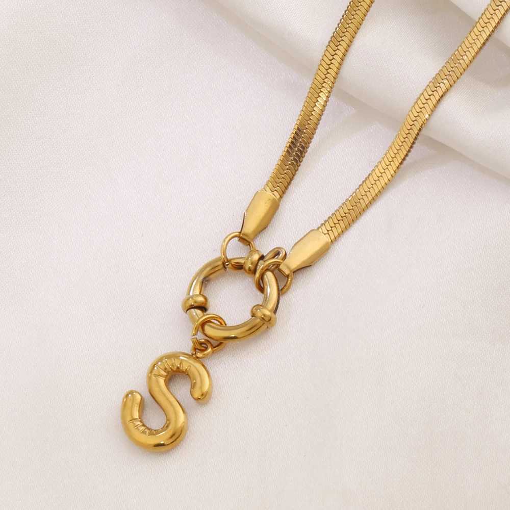 316L Stainl Steel 26 Initial Letter Necklace For Women Fashion Gold Color Alphabet Chain Necklaces Choker JewelryXJ251024