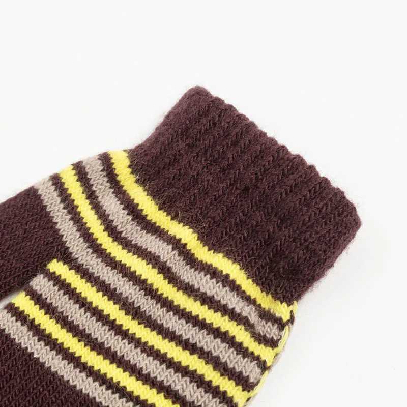 Children Striped Fingerless Gloves Thick Winter Kids Knitted Glove 12year Boy Girl Hand Warmer Kindergarten Baby Plush Mittens Y251024