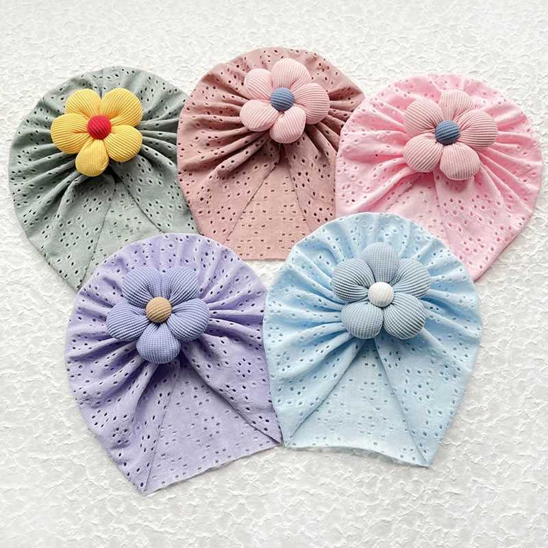Baby Girl Hat Elastic Newborn Cap Spring Summer Turban Flower Baby Girls Hats Breathable Toddler Headwraps Hair AccessoriesL251024