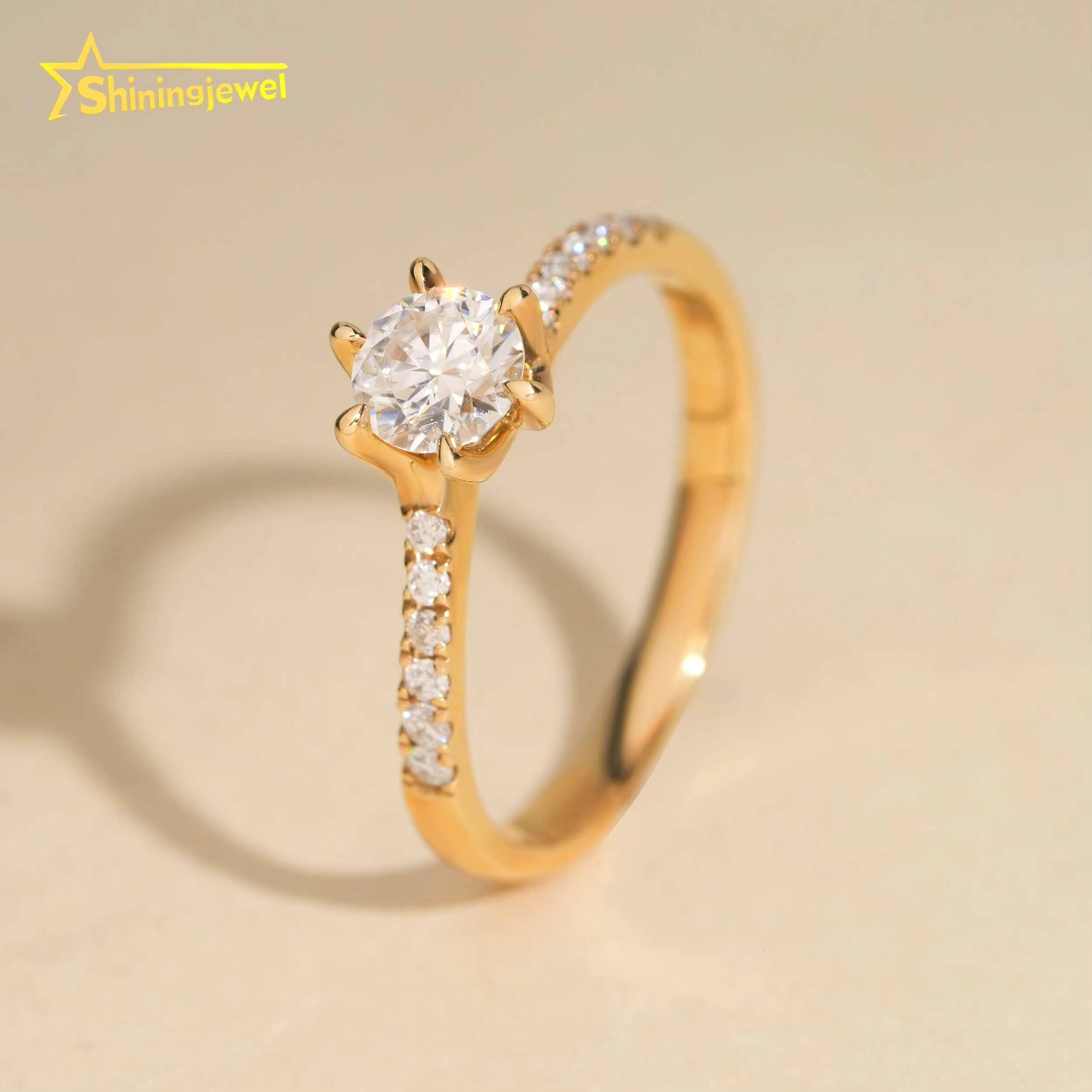 Trendy 14K Gold 054ct Moissanite Ladies Ring GRA Certificated Custom Fine Jewelry VVS Moissanite Ring for Women Daily Wear