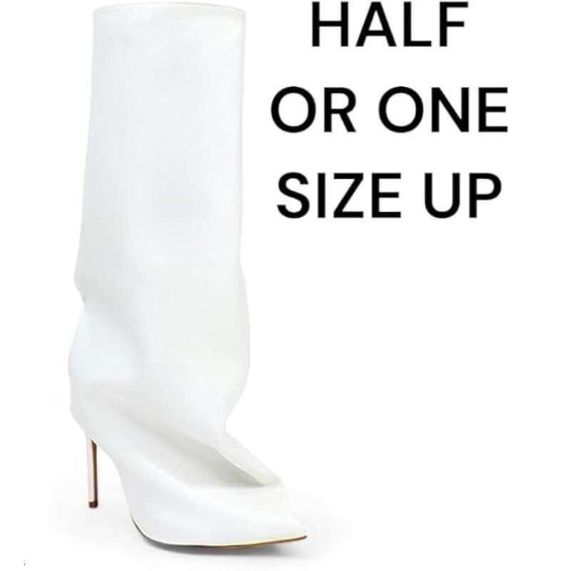 Fold Over For Women Shark Pointed Toe Stiletto Heel Knee High Slouchy Boots