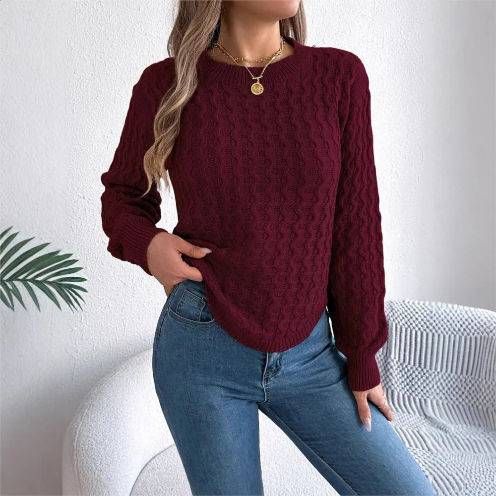 Fashion Knitted Braided O Neck Lantern Longsleeved Womens Top Autumn Retro Irregular Pullover Versatile Sweater Female 251023