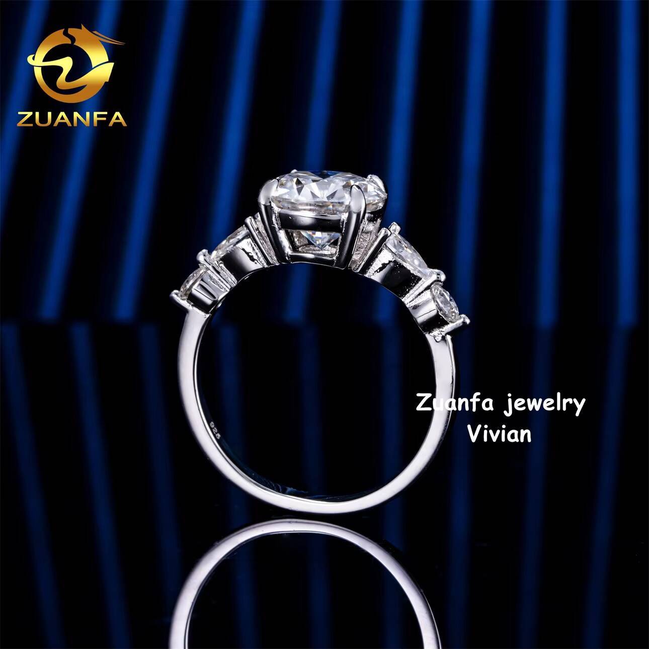D Color VVS Moissanite Diamond Silver 925 Luxury Fashion Pass Diamond Tester Women Wedding Rings