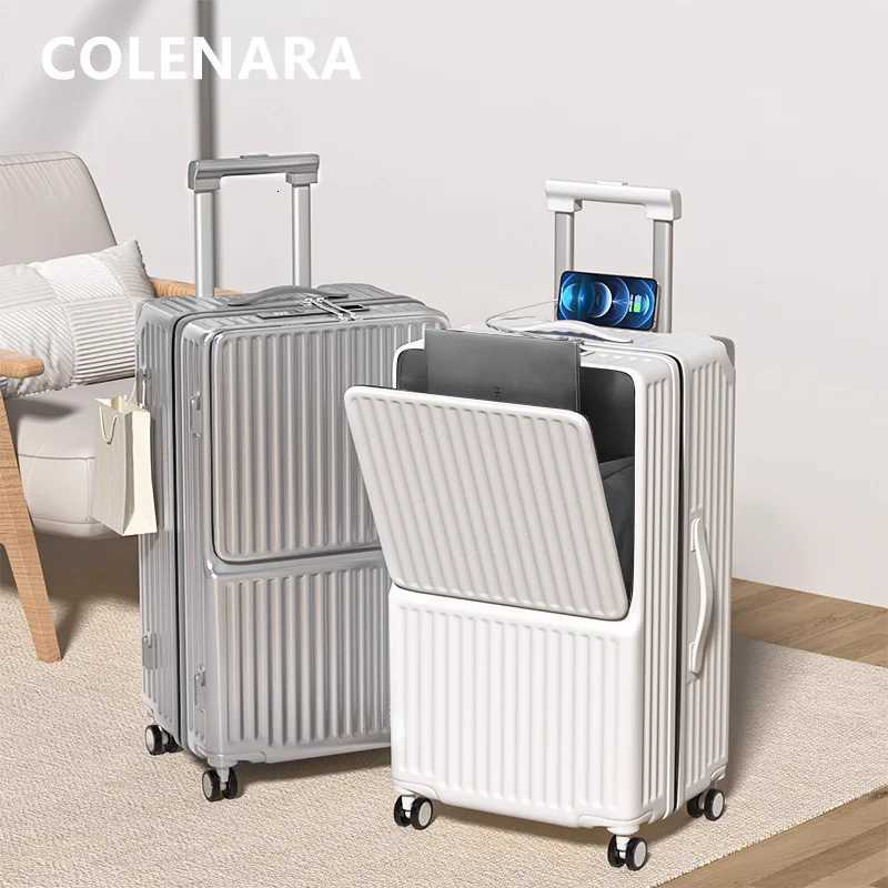 COLENARA 24262830 Inch Large Capacity Luggage New Front Opening Laptop Bag Trolley Style Travel Bag PC Rolling SuitcaseW251024