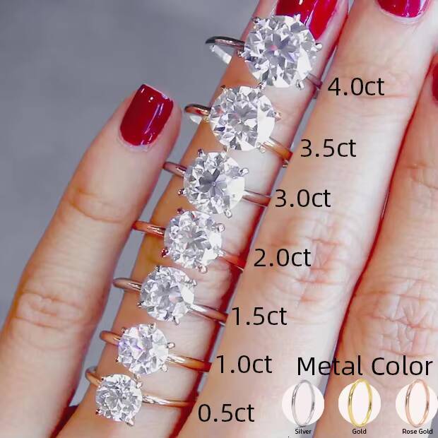 Factory Wholesale Custom 9K 10K 14K 18K Real Solid Pure Gold Au750 Gold Vvs Moissanite Diamond Solitaire Rings Engagement Ring