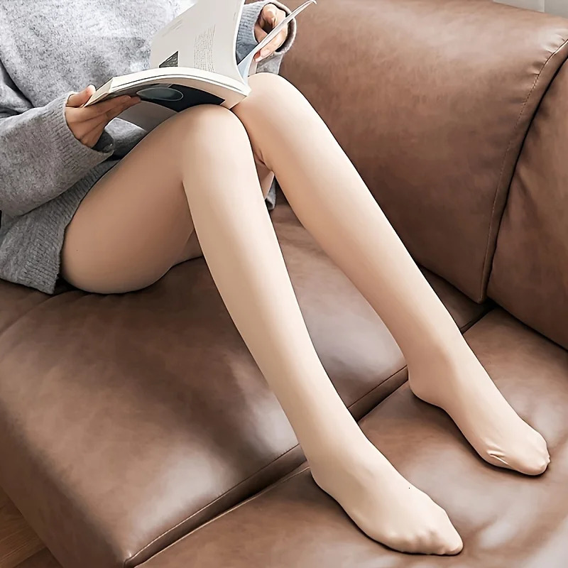 2Pack Womens Tights Autumn and Winter Pantyhose Basic Warm Leggings Fleecelined Pantyhose Black Nude College Style Daily Wear 251018