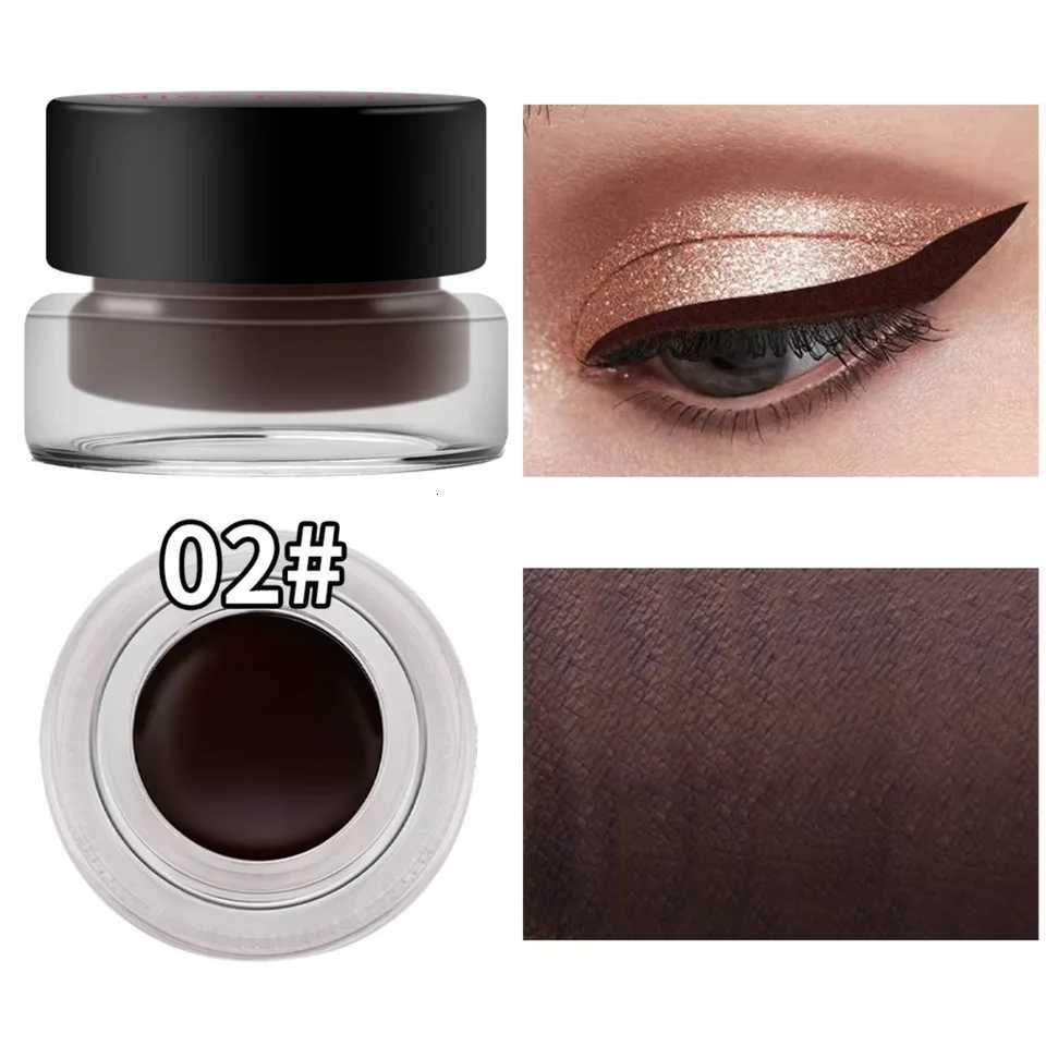 2 bottles of twocolor eyeliner gel durable color rendering waterproof non smudging eyeliner cream with two brushesL251024