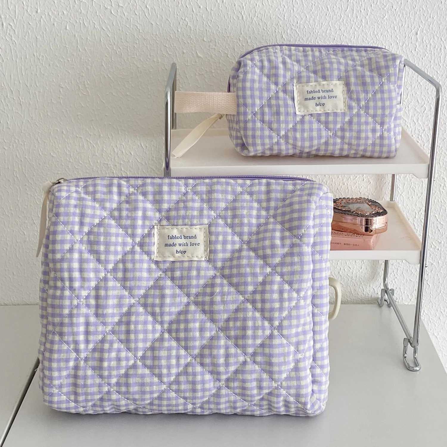 Large Capacity Cotton Makeup Bag Women Sweet Cosmetics Storage Bag Portable Travel Toiletry Bag Brushes Cosmetic BagT251024