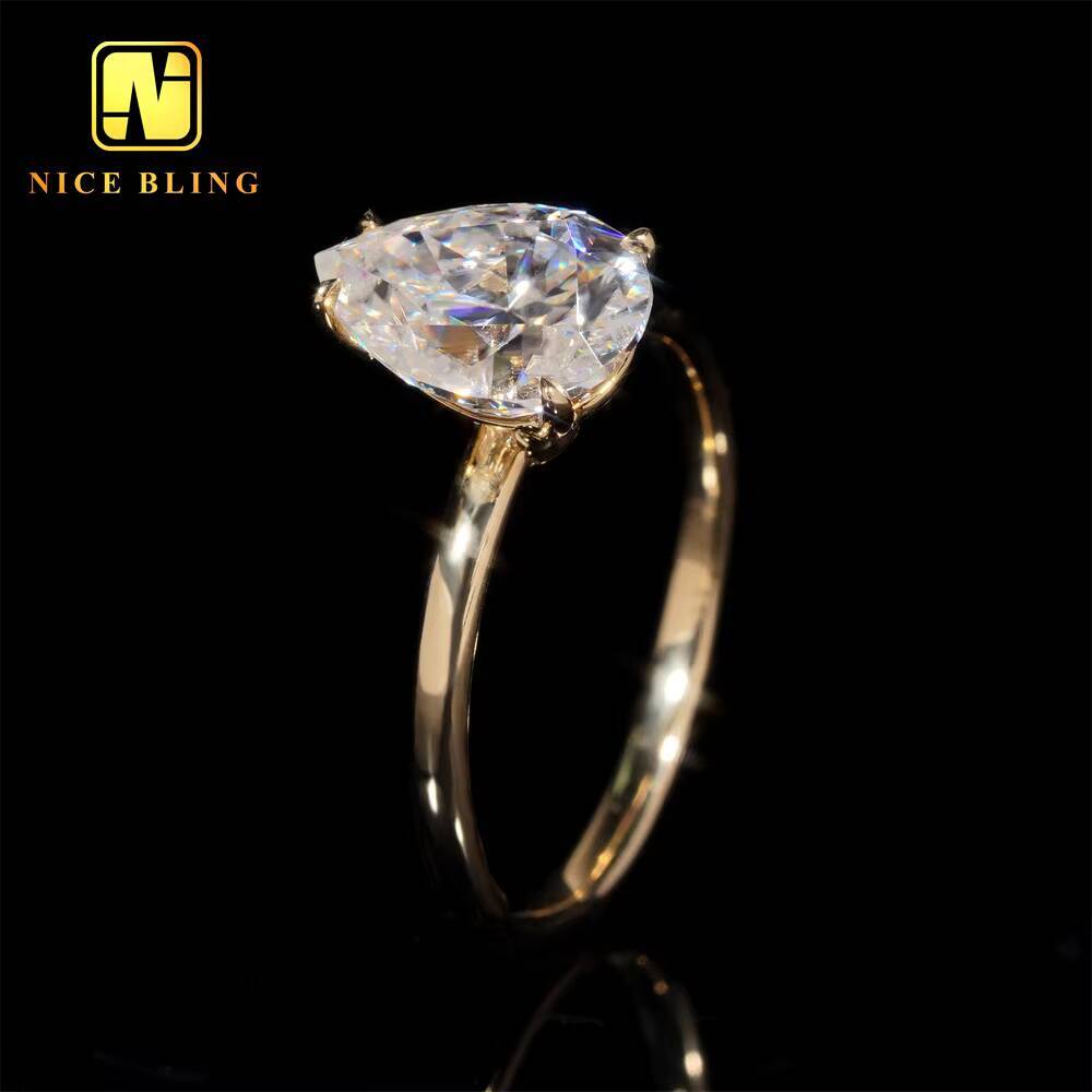 Pass Diamond Tester 14K Solid Gold Moissanite Solitaire Diamond Wedding Ring Custom Women Diamond Wedding Rings