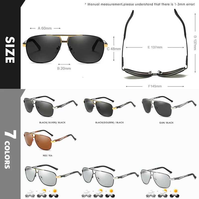 Top Quality Square Retro Photochromic Aluminum Sunglasses Men Polarized Driving Women Sun Glasses For Men Brown Oculos de solT251024