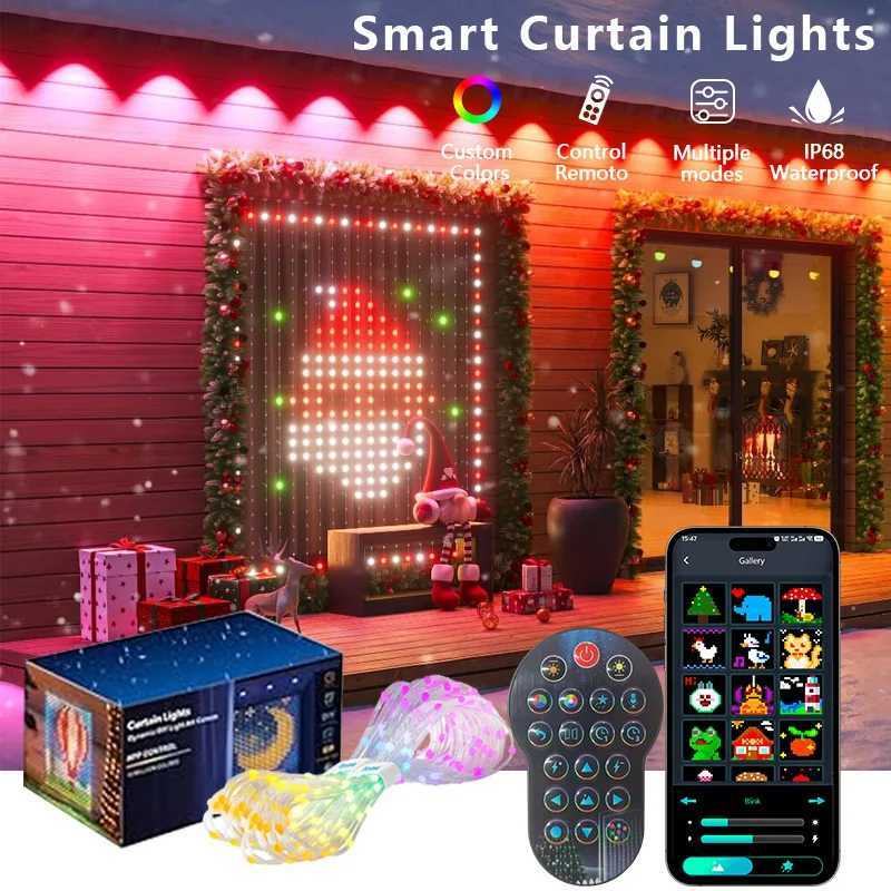 99Ft Smart Curtain Lights 400 LEDs String Light Garland Curtain Lights DIY Color Music Sync Window Lighting for Christmas Decor Z251024