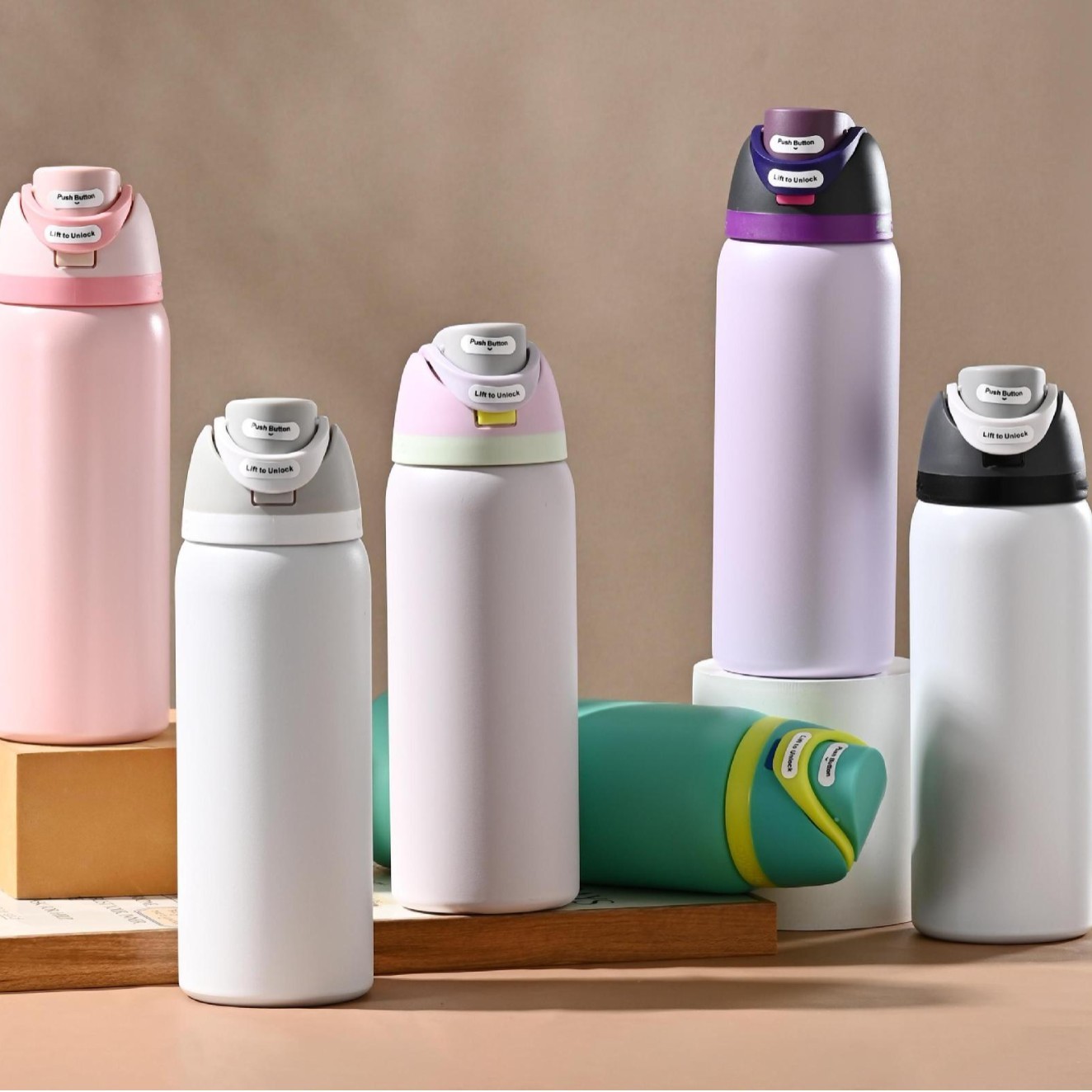 Designer 24oz 32oz Colorful Water Bottles Insulated Cup Stainless Steel Tumblers Space Pot Outdoor Vacuum Drink Thermos Cups Wholesale