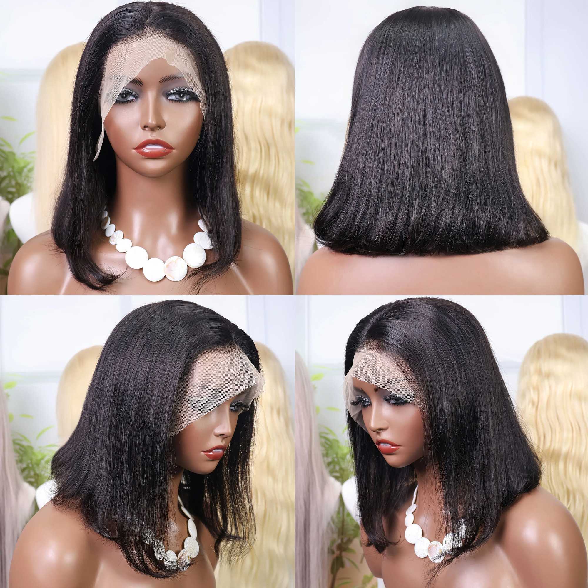 Bone Straight Bob Wig Human Hair 13x4 Lace Wigs Transparent Lace Human Hair Short Wig Pre Plucked 200 Density For Women W251023