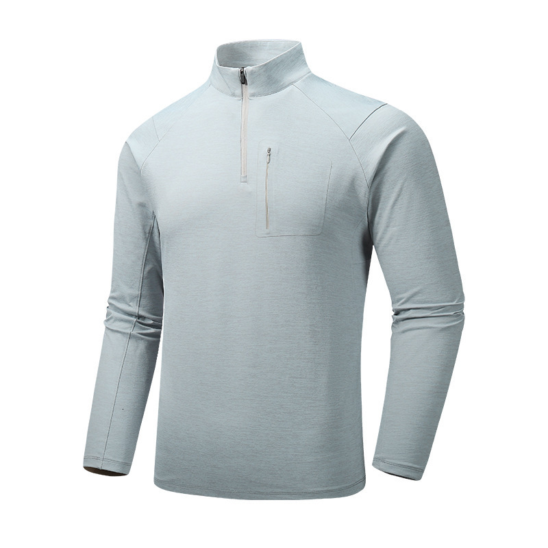 Men's Fitness Quick-Dry Long Sleeve Base Layer Clothing Sweat-Wicking Running Half-Zip Stand Collar