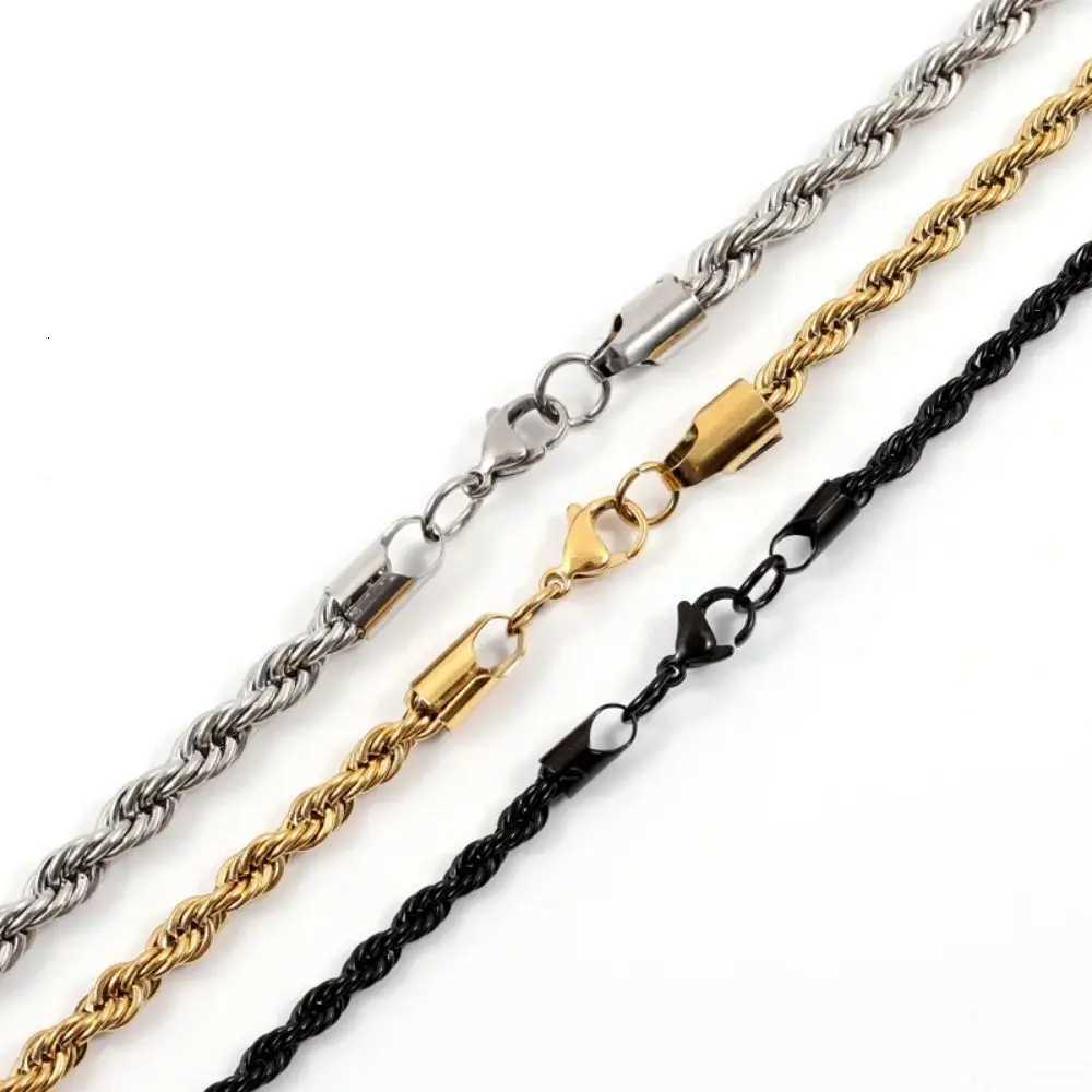 Fashion Hip Hop Rope Chain Necklace Classic Stainl Steel Twisted Link Chain Necklace For Men Women Jewelry GiftXJ251024
