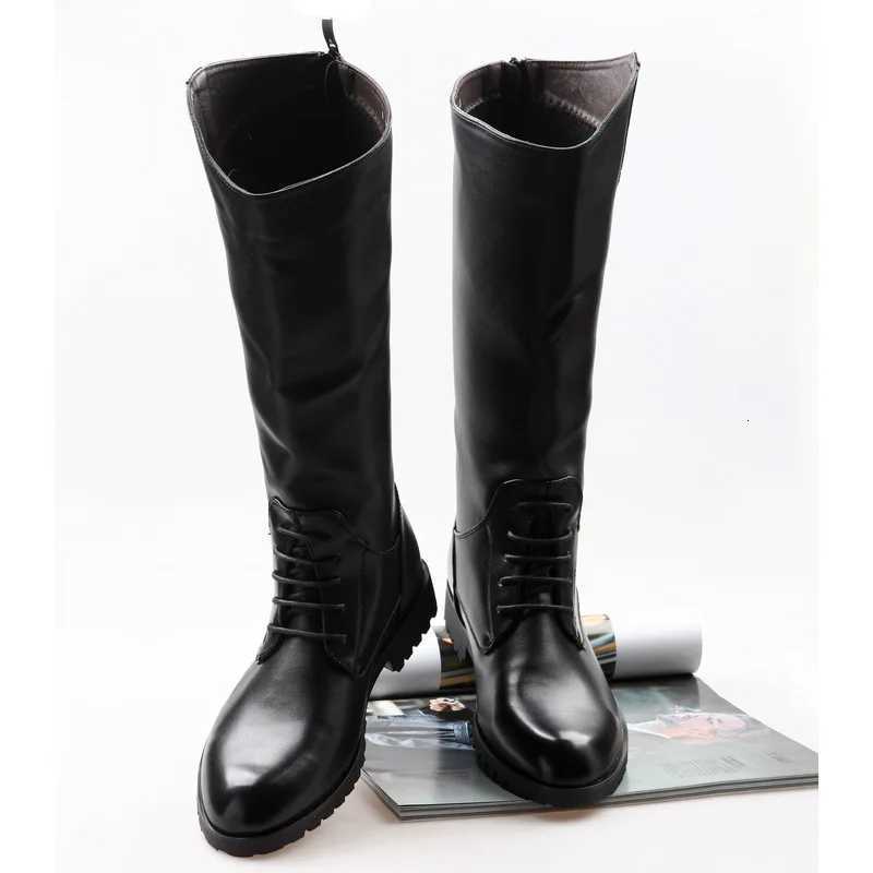 Fashion Casual Tall Leather Boots Back Zipper Mens Cowboy Boots Long Cavalier Soft Leather Riding Boots Motorcycle Boots 3746 W251024