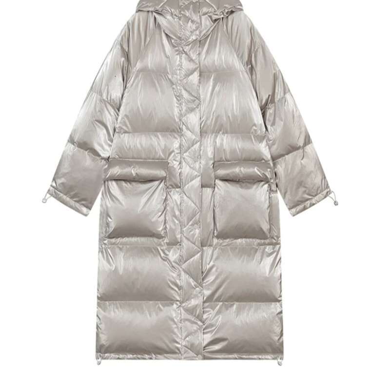 2025 Winter New Arrivals Hooded Drawstring Pockets Long Down Jacket For Womens Coat