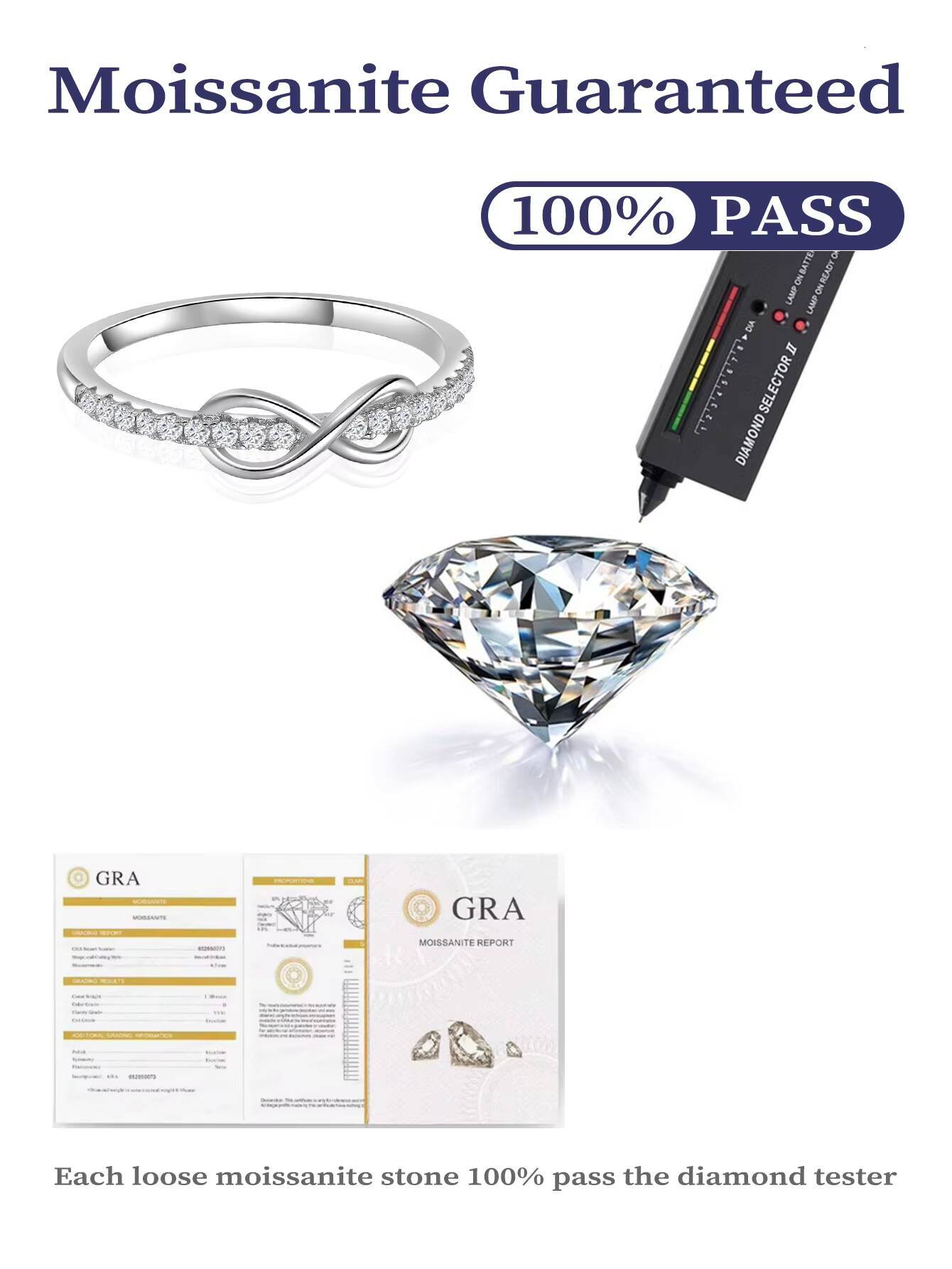 Luxury D Color Lab Grown Diamond Ladies Ring Fine Jewelry 925 Sterling Silver Women Moissanite Finger Ring