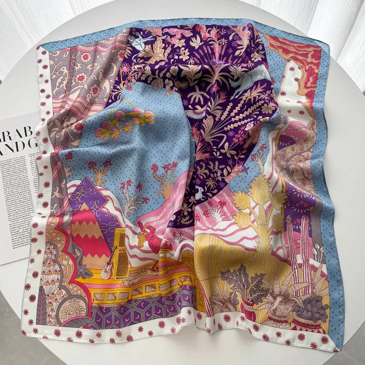 Luxury 70cm Silk Square Scarf For Wen Elegant Bag Ribbon band Shl Neckerchief Banda Neck Scarves For Daily Wear Y251024