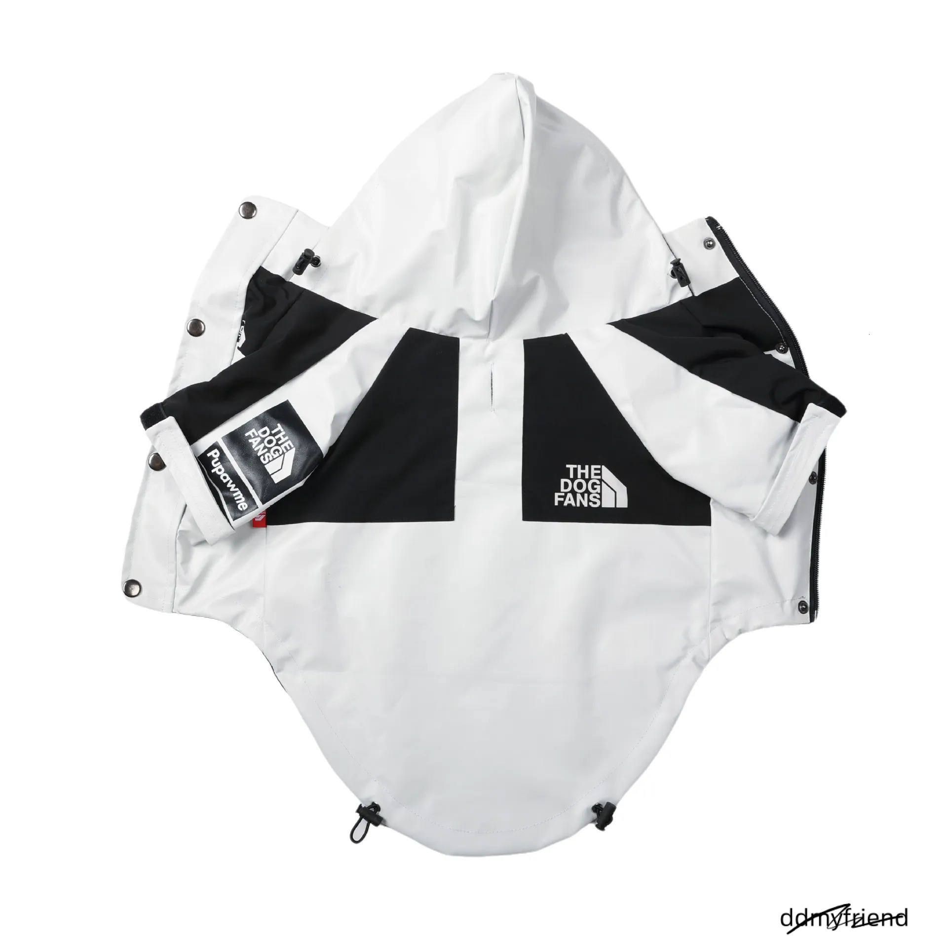 Autumn Winter Coat, Waterproof Dog With Leash Hole, Windproof Warm Outdoor Jacket Adjustable Hood Zipper Closure For Small To Large Dogs White XXXL A3